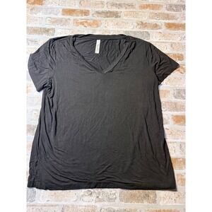 Latched Mama Nursing T-Shirt Black V-Neck Short Sleeve Maternity Top Large